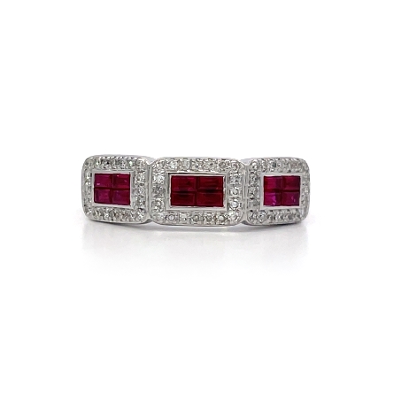 14K White Gold Estate Effy Ruby Milgrain Ring w...