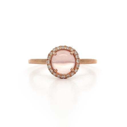 14K Rose Gold Estate Rose Quartz Round Cabochon...