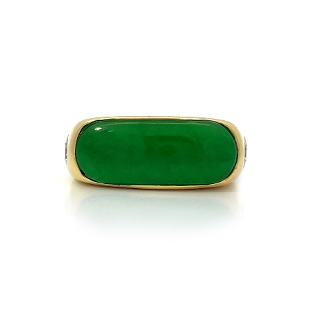 18K Yellow Gold Estate East To West Bezel Jadei...