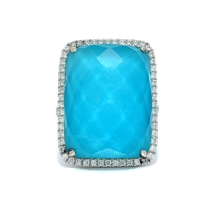 18K White Gold Estate Quartz Turquoise Doublet ...
