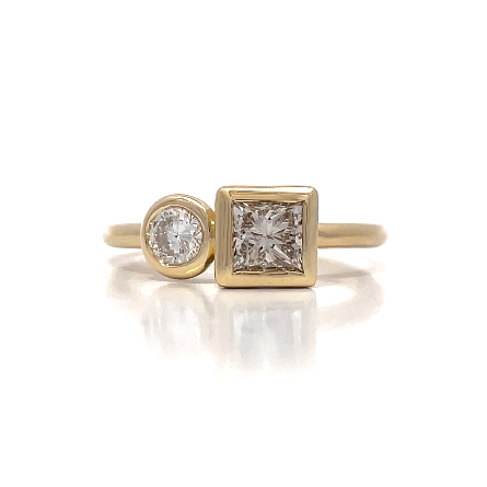 14K Yellow Gold Estate Two Stone Bezel Ring w/1...
