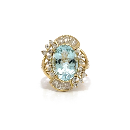 18K Yellow Gold Estate Aquamarine=4.98ct Channe...