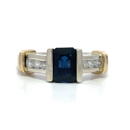 14K Two Tone Estate Tension Set Sapphire Fashio...