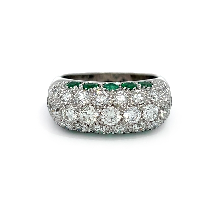 /home/earthtreasures/catalog.shopearthtreasures.com/imagedumplarge/EARTH_U2-17059.jpg 18K White Gold Estate Emerald 5Row Pave Dome Ba...