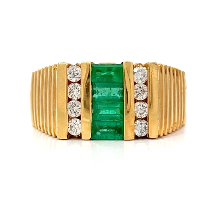 /home/earthtreasures/catalog.shopearthtreasures.com/imagedumplarge/EARTH_U2-17094.jpg 14K Yellow Gold Estate Emerald 3Row Vertical Ch...