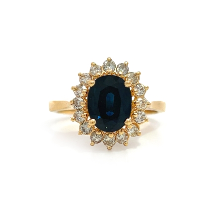 /home/earthtreasures/catalog.shopearthtreasures.com/imagedumplarge/EARTH_U2-17098.jpg 14K Yellow Gold Estate Sapphire Oval Halo Fashi...