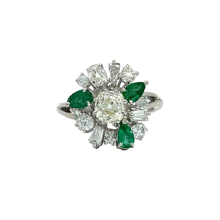 /home/earthtreasures/catalog.shopearthtreasures.com/imagedumplarge/EARTH_U2-17108.jpg 18K White Gold Estate Emerald Cluster Fashion R...