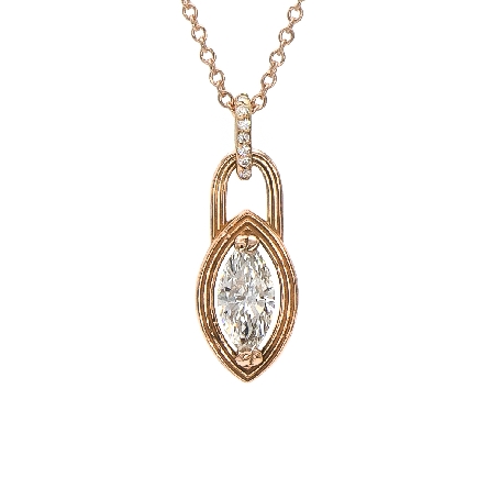 14K Rose Gold Estate Marquise Shaped Pendant w/...