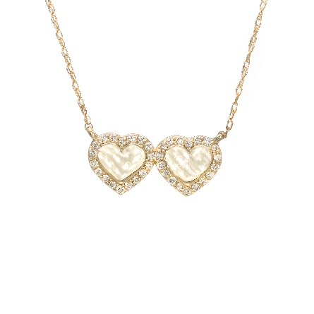 14K Yellow Gold Estate 19inch Double Heart Neck...