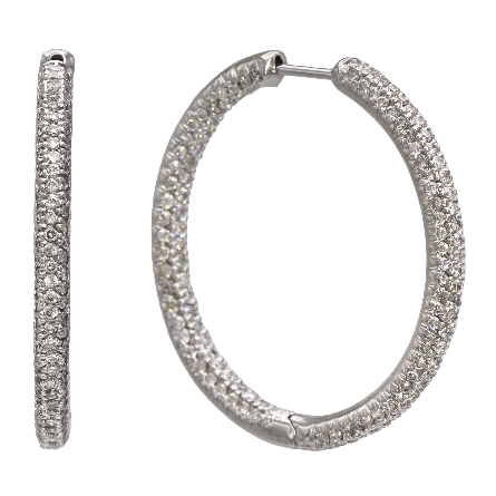18K White Gold Estate In and Out Hoop Earrings ...