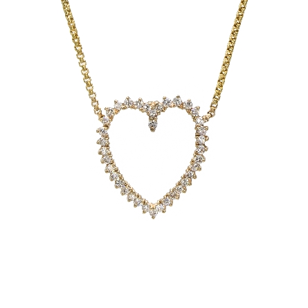 14K Yellow Gold Estate 19inch Heart Necklace w/...