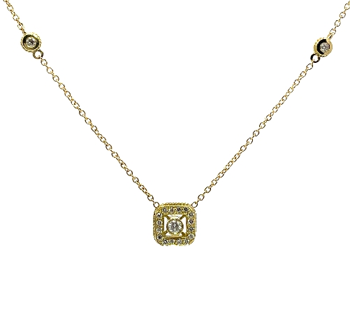 18K Yellow Gold Estate 16inch Square Halo and B...