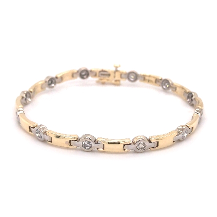 14K Yellow and White Gold Estate 7inch Bezel Ba...