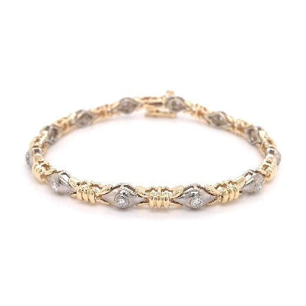 14K White and Yellow Gold Estate 7inch Fluted L...