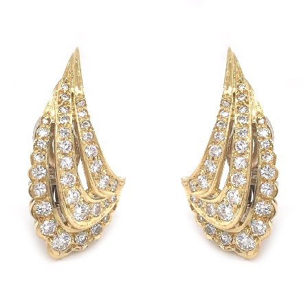 18K Yellow Gold Estate Clip-on Earrings w/Diams...