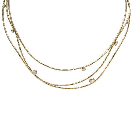 18K Yellow Gold Estate Wave Collar Necklace w/9...