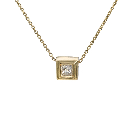 14K Yellow Gold Estate 14.25inch Solitaire Neck...