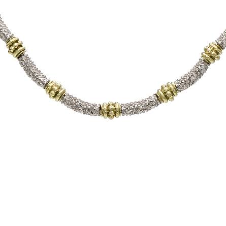 14K White and Yellow Gold Estate Approximately 17inch Section Necklace w/Diams=1.45apx SI J 35.1dwt