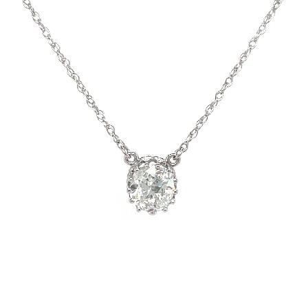 14K White Gold Estate 20inch Oval Necklace w/An...