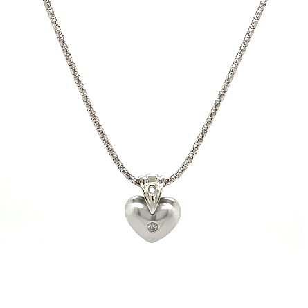 14K White Gold Esate 16inch Heart Necklace w/1D...
