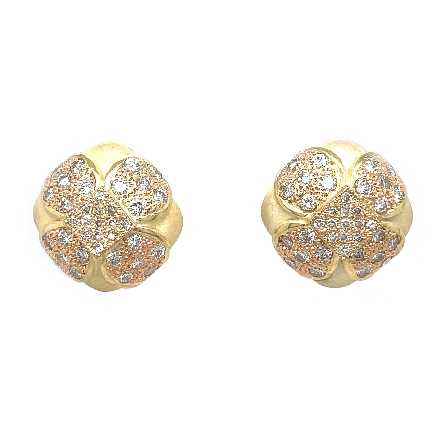 14K Yellow Gold Estate Button Style Earrings w/...