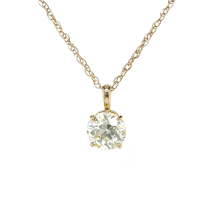 14K Yellow Gold Estate Solitaire Pendant w/Old ...