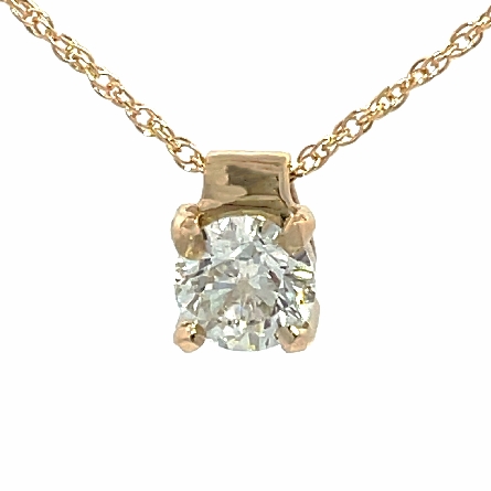 14K Yellow Gold Estate 18inch Solitaire Necklace w/1Round Brilliant Diamond=1.04ct I1-I2 K