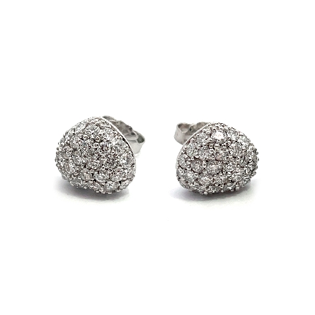 Platinum Estate Pave Puffed Heart Earrings w/62Diamonds=1.75apx SI1 G-H 2.9dwt 
