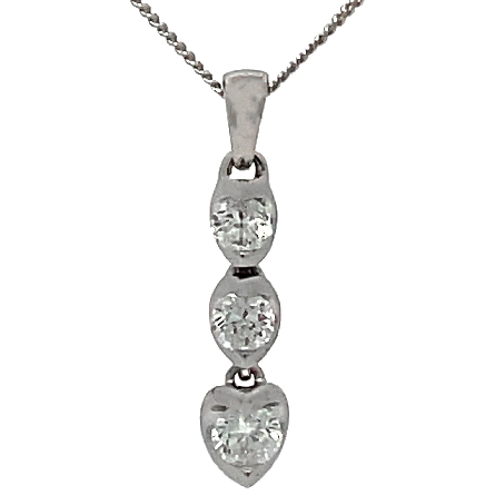 14K White Gold Estate Canadian 3-Stone Pendant w/Diamonds=.25apx SI1-I1 H-I on 17inch Chain .90dwt (No Paperwork)