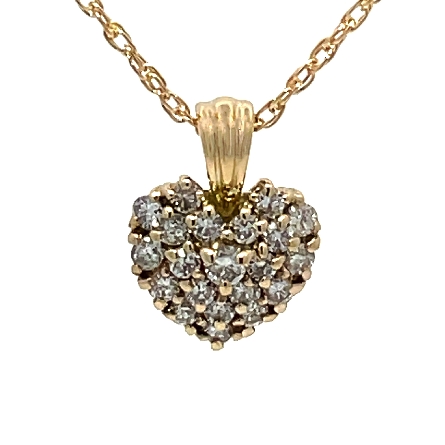 14K Yellow Gold Estate 18inch Thin Chain and Heart Pendant w/21Diams=.65apx SI1-SI2 H-I 2.5dwt