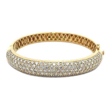 18K Yellow Gold Estate Bead Set Bangle Bracelet...