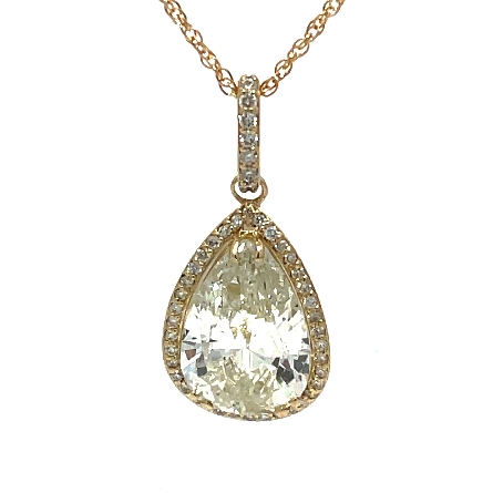 14K Yellow Gold Estate 16inch Necklace w/1 Pear Shaped Diamond=4.26ct I1 J-K and Diamonds=.25ctw SI H-I 
