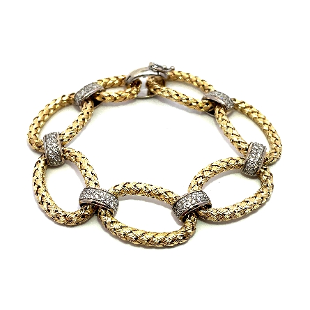 14K Yellow and White Gold Estate Woven Oval Lin...