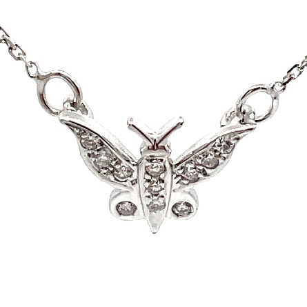 14K White Gold Estate Butterfly Necklace w/Diam...