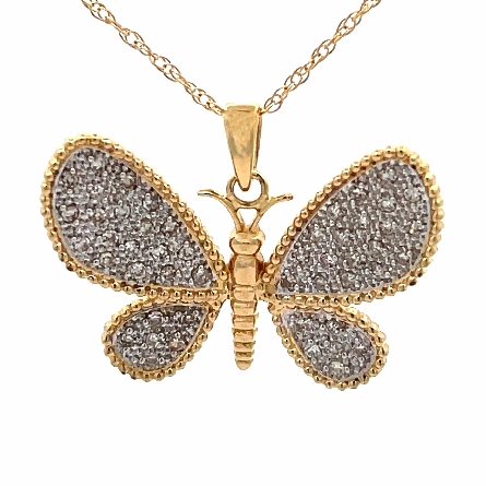 14K Yellow Gold Estate Buttefly Necklace w/Diam...