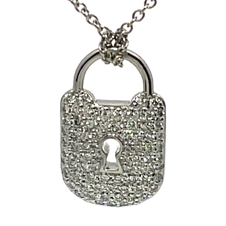 Platinum Estate Tiffany & Company Pave Lock 15.5 & 17.5inch Necklace w/77 Diams=.39apx VS G-H 3.1dwt 