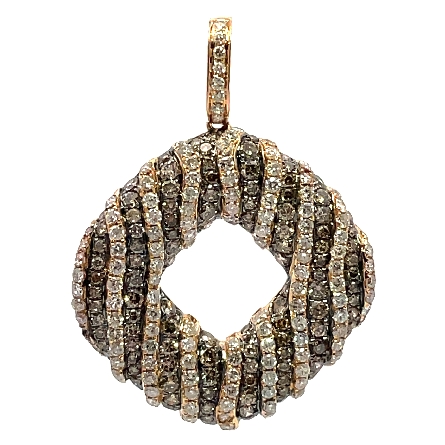 18K Rose Gold Estate Kite Shaped Pave Pendant w/Brown 120Diamonds=1.36apx SI and 135Diams=1.17apx SI H 4.1dwt