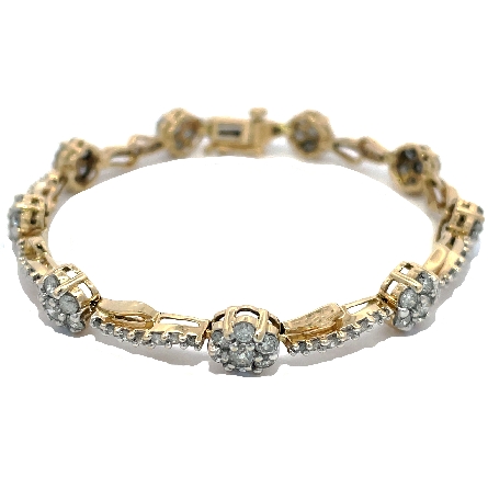 14K Yellow Gold Estate Floral Cluster 7inch Bra...