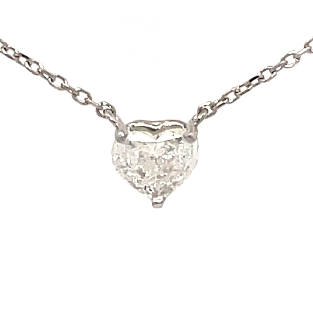 14K White Gold Estate 16-18inch Adjustable Heart Station Necklace w/1 Heart Diamond=.39ct I1 F  