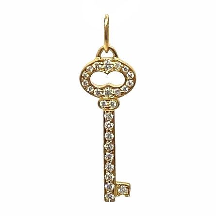 18K Yellow Gold Estate Tiffany & Company Key Pendant w/Diams=.14apx .6dwt