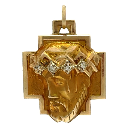 14K Yellow and White Gold Estate Christ Head Pe...