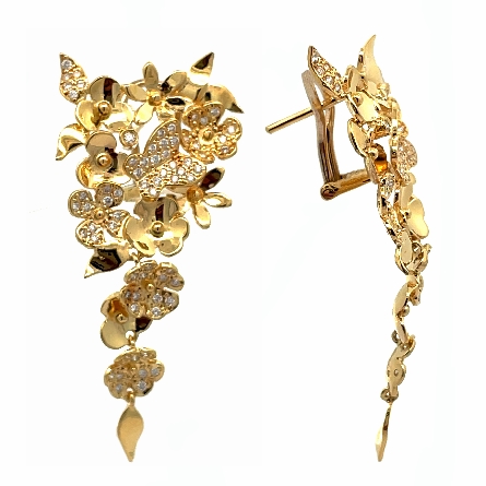 18K Yellow Gold Estate Flowers and Butterfly Om...