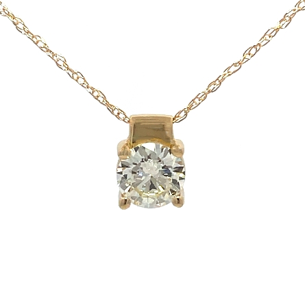 14K Yellow Gold Estate 4Prong Solitaire Pendant...