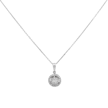 14K White Gold Estate Cluster Pave Halo Pendant...