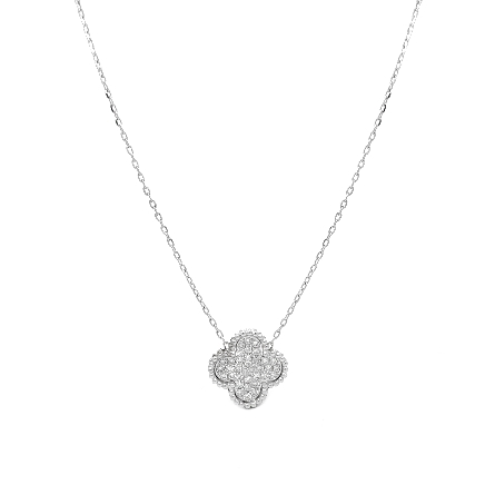 14K and 18K White Gold Estate Pave Quatrefoil M...