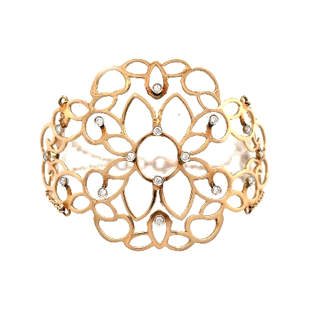 18K Rose Gold Estate Curved Cutout Floral Brace...
