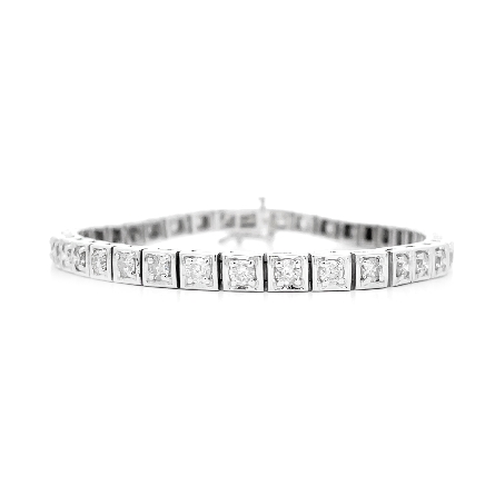 14K White Gold Estate 4Prong Box Link Bracelet ...
