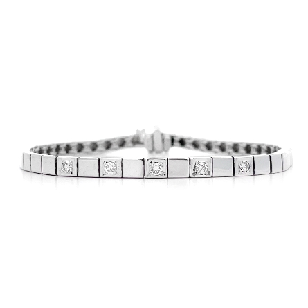 14K White Gold Estate Polished Square Link Brac...