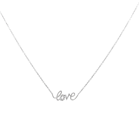 14K White Gold Estate Love Script Adjustable 17...