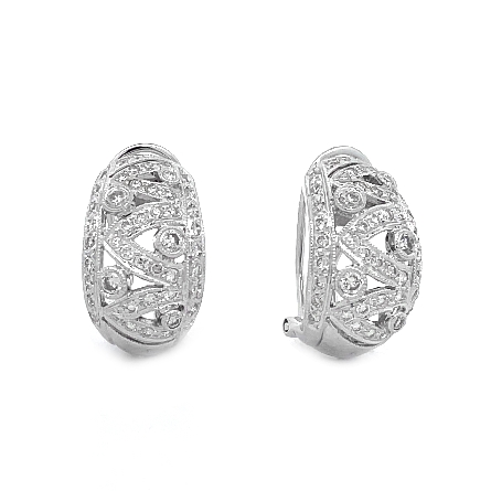 18K White Gold Estate Milgrain Half Domed Conca...